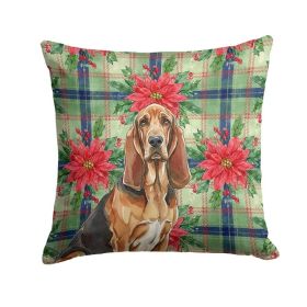 Liver and Tan Bloodhound Christmas PoinsettIas Throw Pillow Decorative Indoor Outdoor Accent Cushion for Couch, Bed or Patio, 18Hx18W (Option: Default)