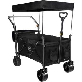 Collapsible Wagon Heavy Duty Wagons Carts Foldable with Removable Canopy, Foldable Wagon Cart with Wheels for All-Terrain with Brake, for Camping (Option: default title)