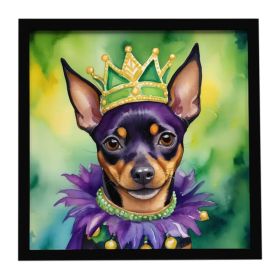 Miniature Pinscher King of Mardi Gras Framed Metal Print Bathroom, Kitchen, Office, Home Decor Wall Art Ready to Hang, Square, 8X8 (Option: Default)