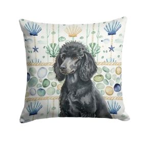 Standard Black Poodle Coastal Sea Glass Throw Pillow Decorative Indoor Outdoor Accent Cushion for Couch, Bed or Patio, 18Hx18W (Option: Default)