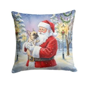 French Bulldog with Santa Claus Throw Pillow Decorative Indoor Outdoor Accent Cushion for Couch, Bed or Patio, 14Hx14W (Option: Default)